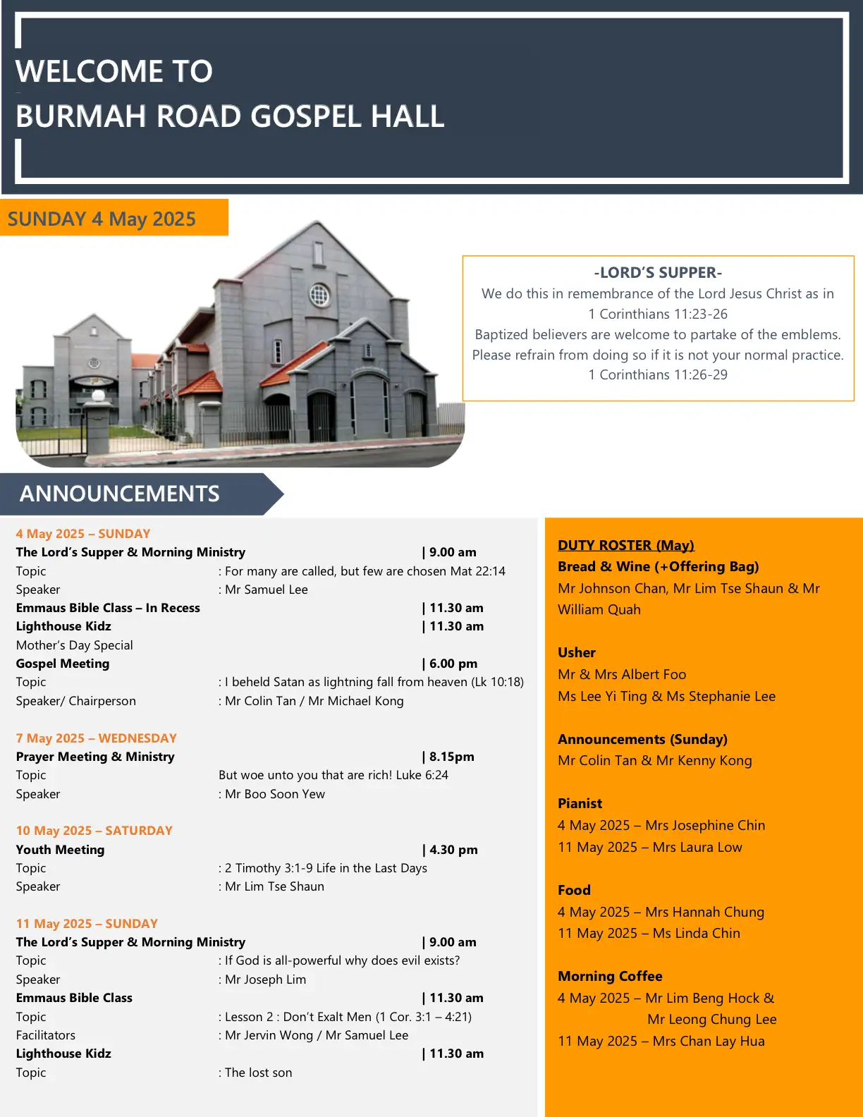 Page 1 of the bulletin