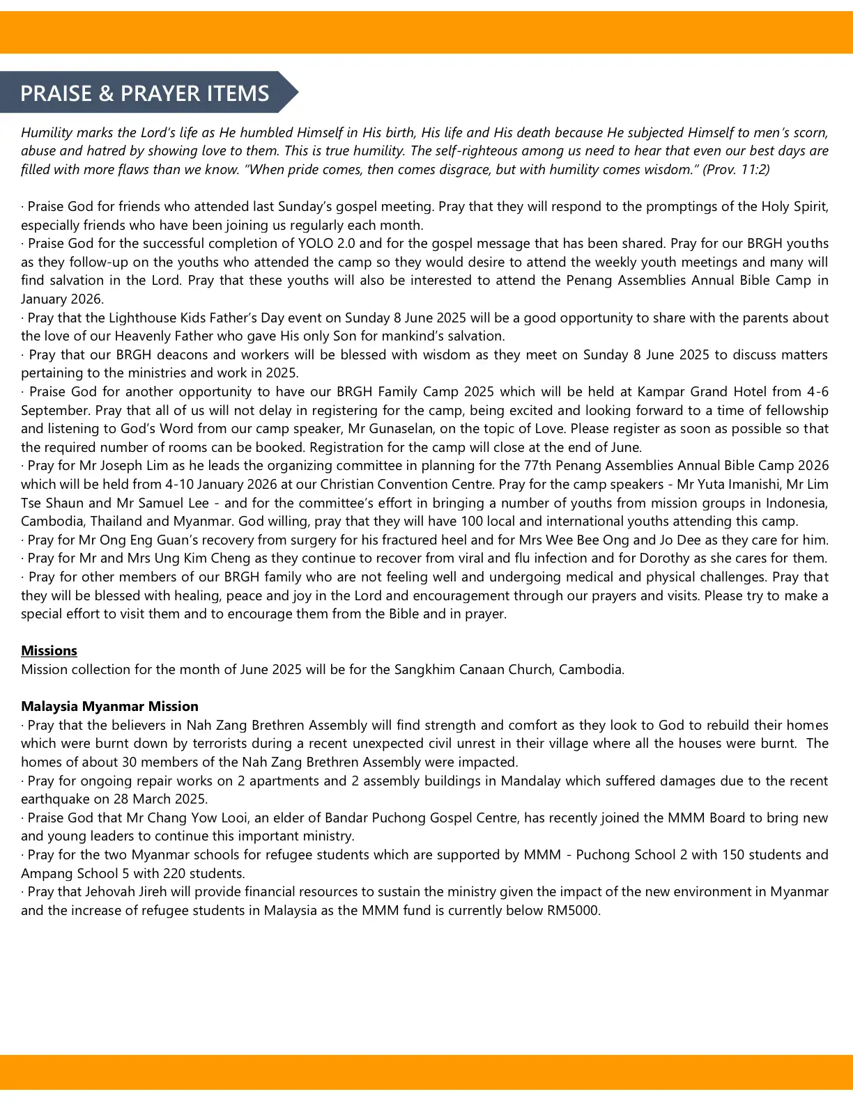 Page 2 of the bulletin