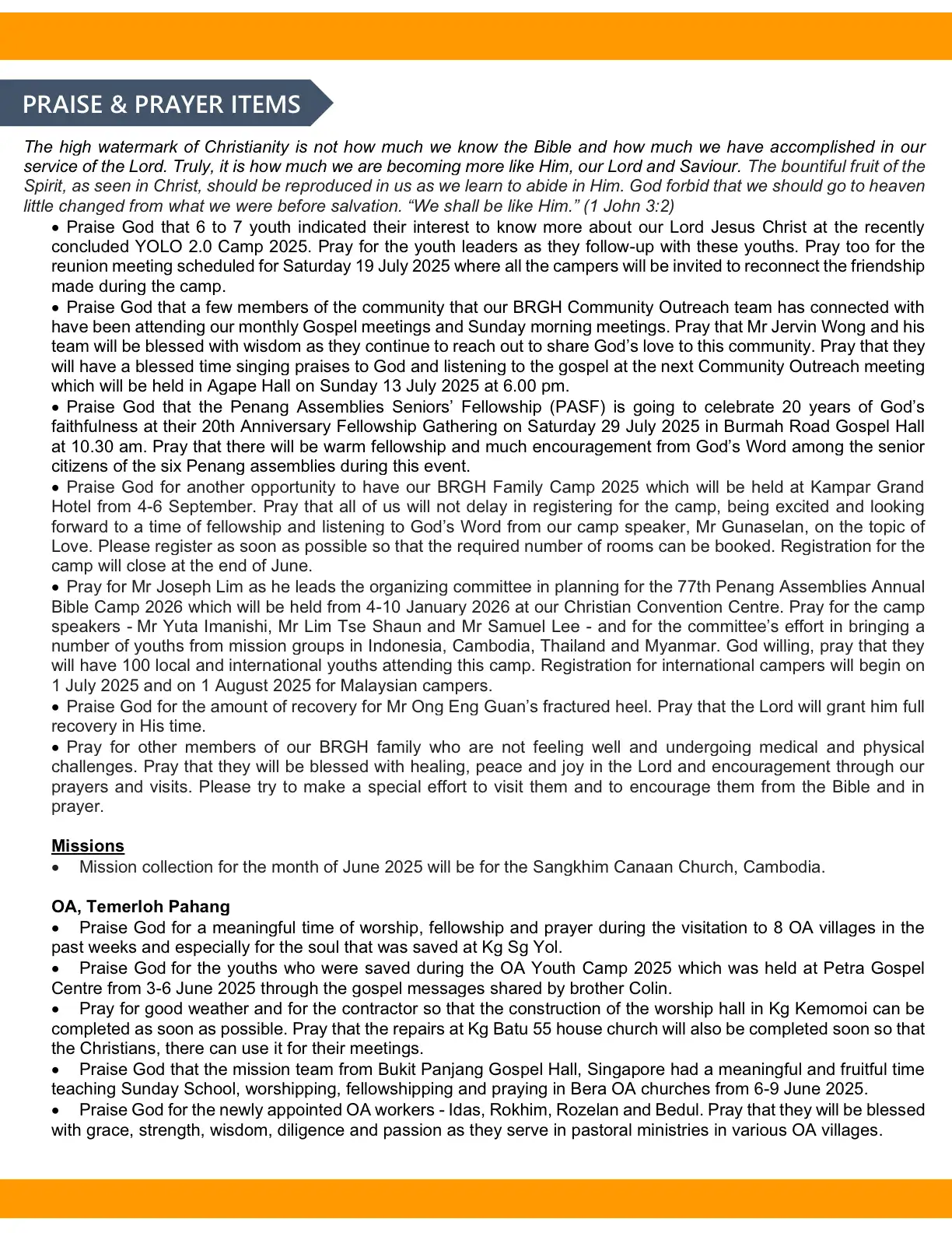 Page 2 of the bulletin
